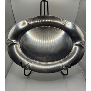 Vintage Silver Plated Oval Serving‎ Tray Decorative Art Deco Border